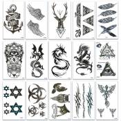 Chileeany Lot de 15 Tatouages Temporaire Tattoos Étanche