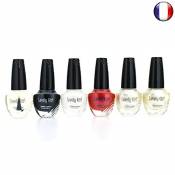 Lot set De 6 Vernis à ongles Noir Blanc Rouge Incolore