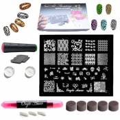 Kit nail art stamping,1 plaque nail art stamping deluxe+1