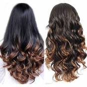 Long Two Tone Ombre Human Hair Lace Wigs 130% Density