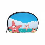 Cosmetic Bag with Zipper Cartoon Funny Starfish Clutch