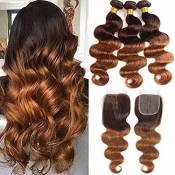 ELEE'S HAIR Ombre Body Wave Bundlles with Closure Ombre