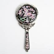 Mother of Pearl Princess Pink Plum Flower Design Round