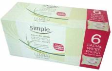 Simple Cleansing Facial Wipes (Boxed 6 packs x 25 wipes)
