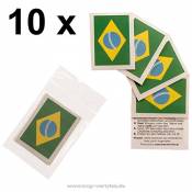10 x Brésil Fan Tatouages - drapeau du Brésil - tatouages